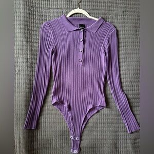 Pinko Lavender Ribbed Woman Bodysuit